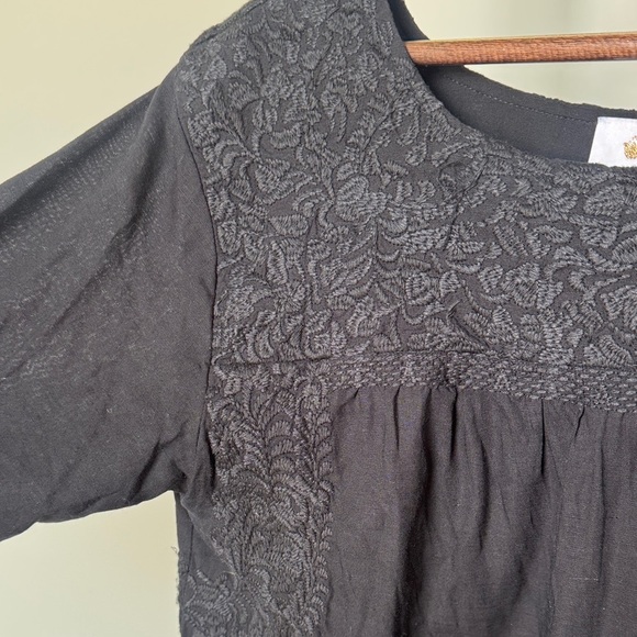 j. marie Black Embroidered Women's Blouse - Picture 3 of 6